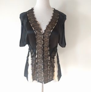 Vintage Gothic Inspired Lace Black Silk Top